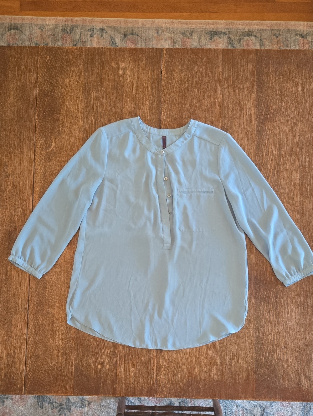 NYDJ Pintuck Blouse, Aqua Blue, Women's Size S